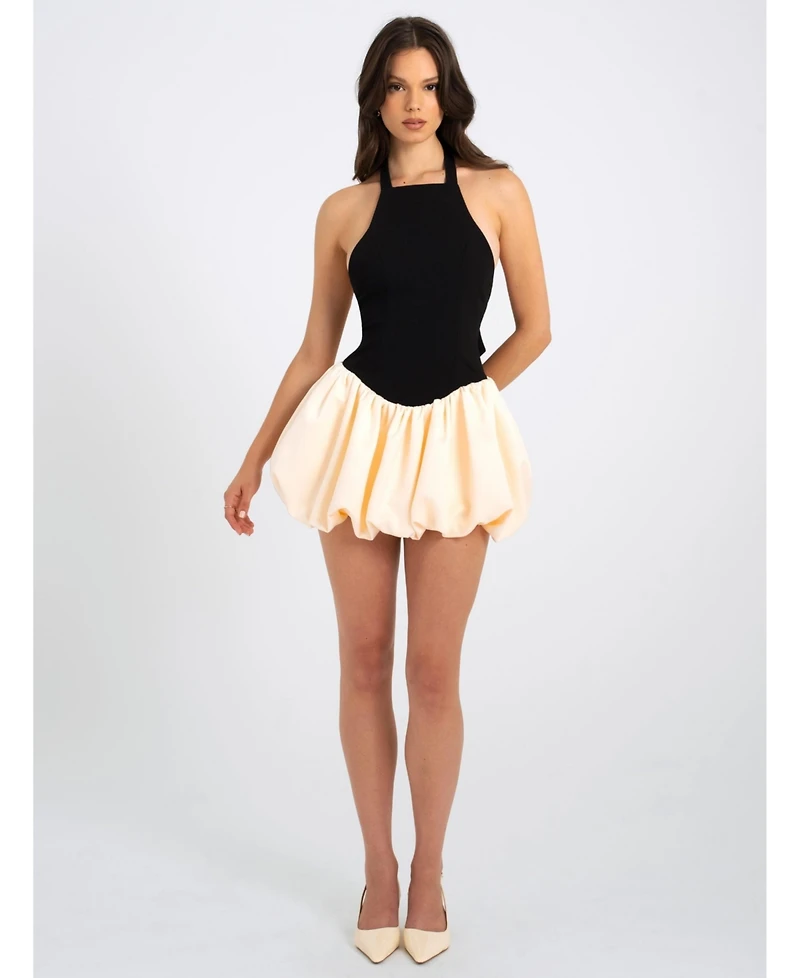 Miss Circle Women's Yaira Backless Drop Waist Mini Bubble Dress