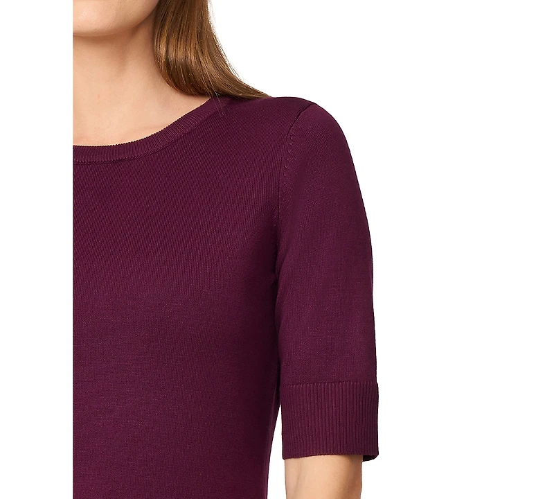 Melissa Paige Women's Crew-Neck Elbow-Sleeve Fine-Gauge Sweater