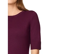 Melissa Paige Women's Crew-Neck Elbow-Sleeve Fine-Gauge Sweater