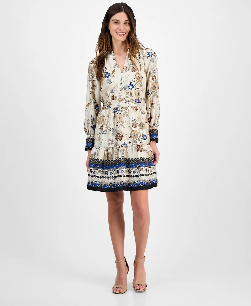Anne Klein Petite Tiered Floral-Print Dress
