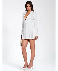 Miss Circle Women's Delia White Blazer Dress with Pleated Detail