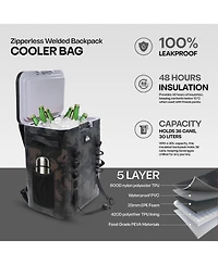 Quiksilver Coastal Collection Zipperless 48-72H 5 Layer Insulated Sweat Free Backpack Cooler with Air Sealed Lid