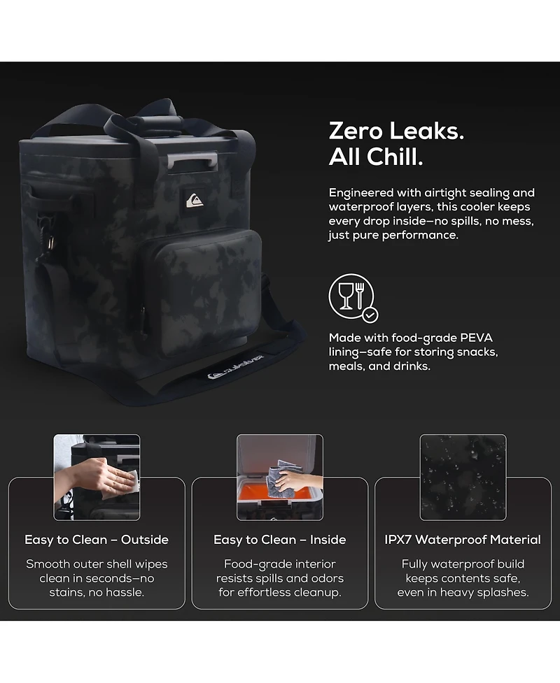 Quiksilver Coastal Collection 48-72H 5 Layer Insulated Zipperless Box Cooler with Adjustable Strap and Air Sealed Lid