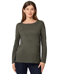 Melissa Paige Petite Tipped Side-Button Tunic Sweater