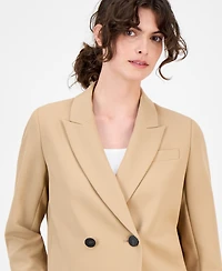 Anne Klein Women's Double-Breasted Peak-Lapel Ultra-Fine-Twill Cropped Jacket