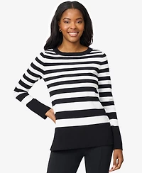 Melissa Paige Women's Striped Scoop Neck Tunic Sweater