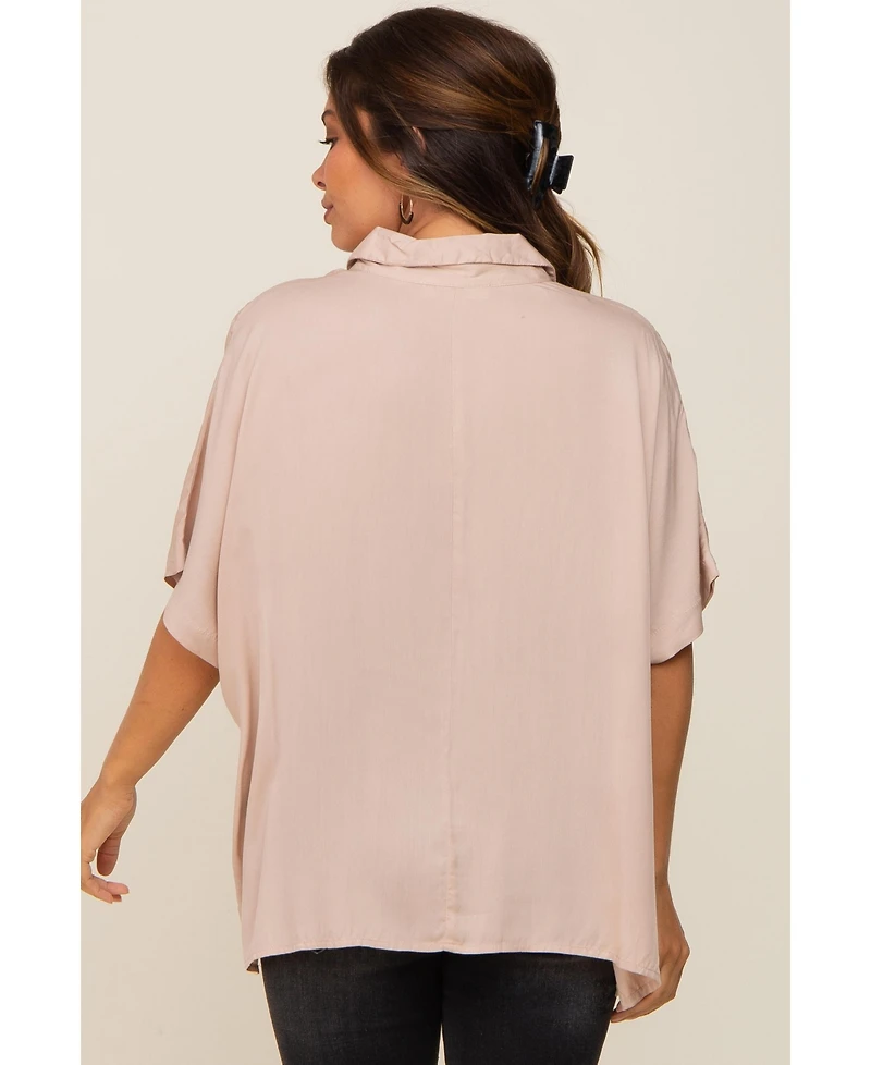 Pinkblush Maternity Black Button Up Dolman Short Sleeve Top