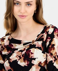 Anne Klein Women's Printed Hardware-Trim Top