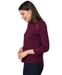 Melissa Paige Petite Mock Neck Asymmetric-Zip Sweater