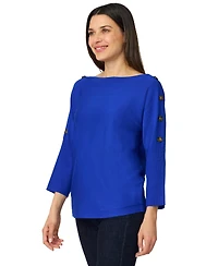 Melissa Paige Petite Button-Trim Dolman-Sleeve Sweater
