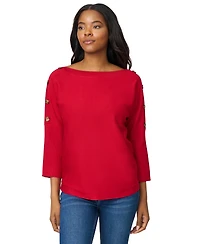 Melissa Paige Petite Button-Trim Dolman-Sleeve Sweater