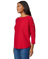 Melissa Paige Petite Button-Trim Dolman-Sleeve Sweater