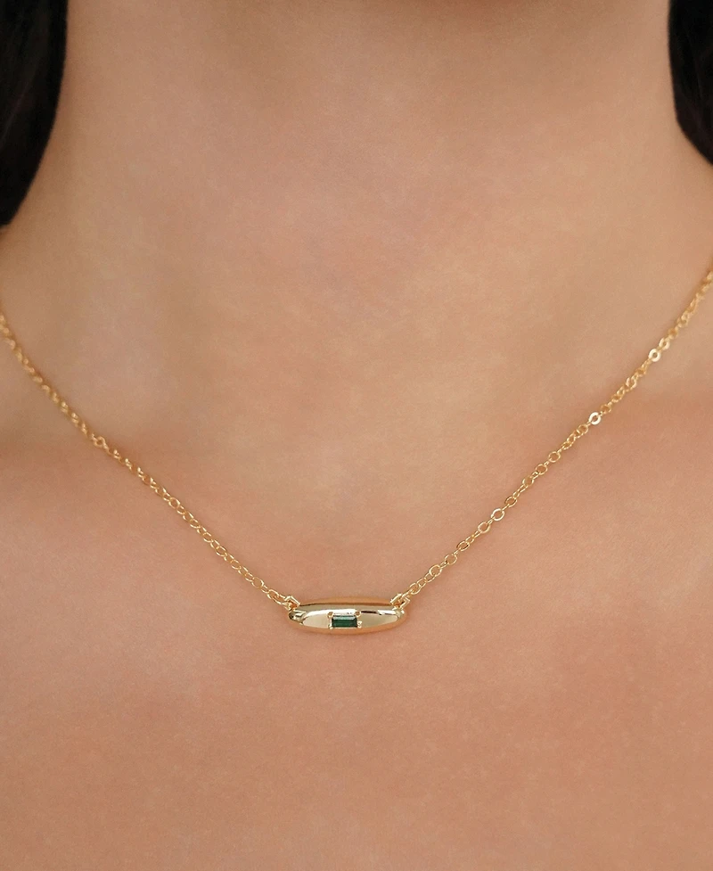 Ettika Oval Dome Baguette Simple Pendant Necklace