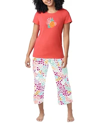 Hue Women's Printed Short-Sleeve Capri Pajama Set