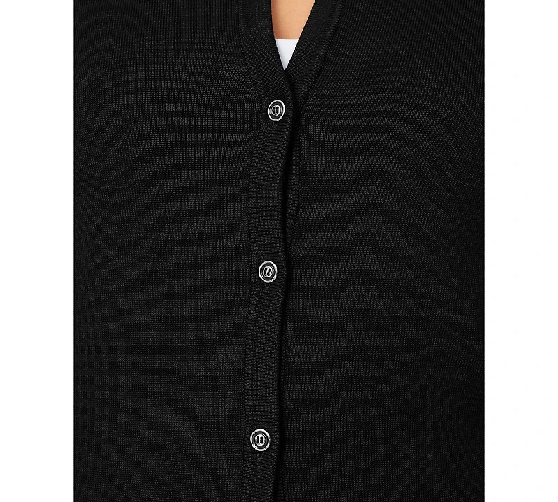 Melissa Paige Petite Crewneck 3/4-Sleeve Cardigan Sweater