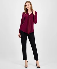 Anne Klein Women's Tie-Neck Long-Sleeve Blouse