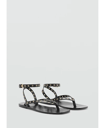 Mango Women's Die-Cut Straps Leather Sandals