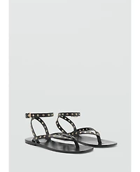 Mango Women's Die-Cut Straps Leather Sandals