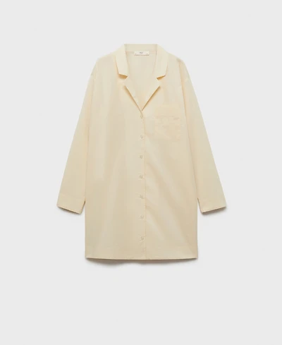 Mango Women's Garment-Washed Cotton Nightgown