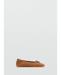 Mango Women's Bow Suede Ballerinas Shoes