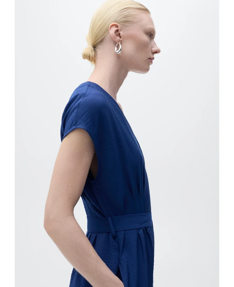 Mango Women's Long Cropped Belted Jumpsuit