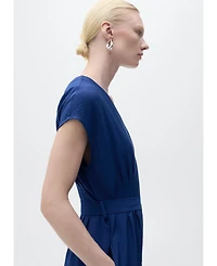 Mango Women's Long Cropped Belted Jumpsuit