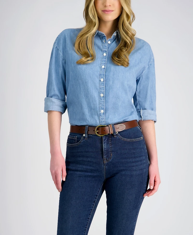 Levi's Women's Western Genuine Leather Contrast Stitch Belt