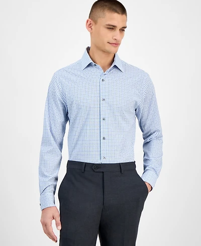 Alfani Men's Slim-Fit Long Sleeve Geo Pattern Button-Front Performance Dress Shirt, Exclusively at Macy's