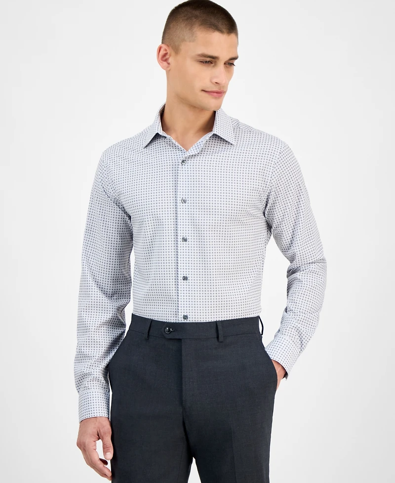 Alfani Men's Slim-Fit Long Sleeve Geo Pattern Button-Front Performance Dress Shirt, Exclusively at Macy's