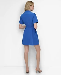Dkny Women's Belted Taffeta A-line Dress