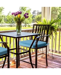 Aoodor Outdoor Dining Chair Cushions Set of 4, Waterproof Patio Furniture Seat Cushions, Pads with Ties, 18 x 19 inch