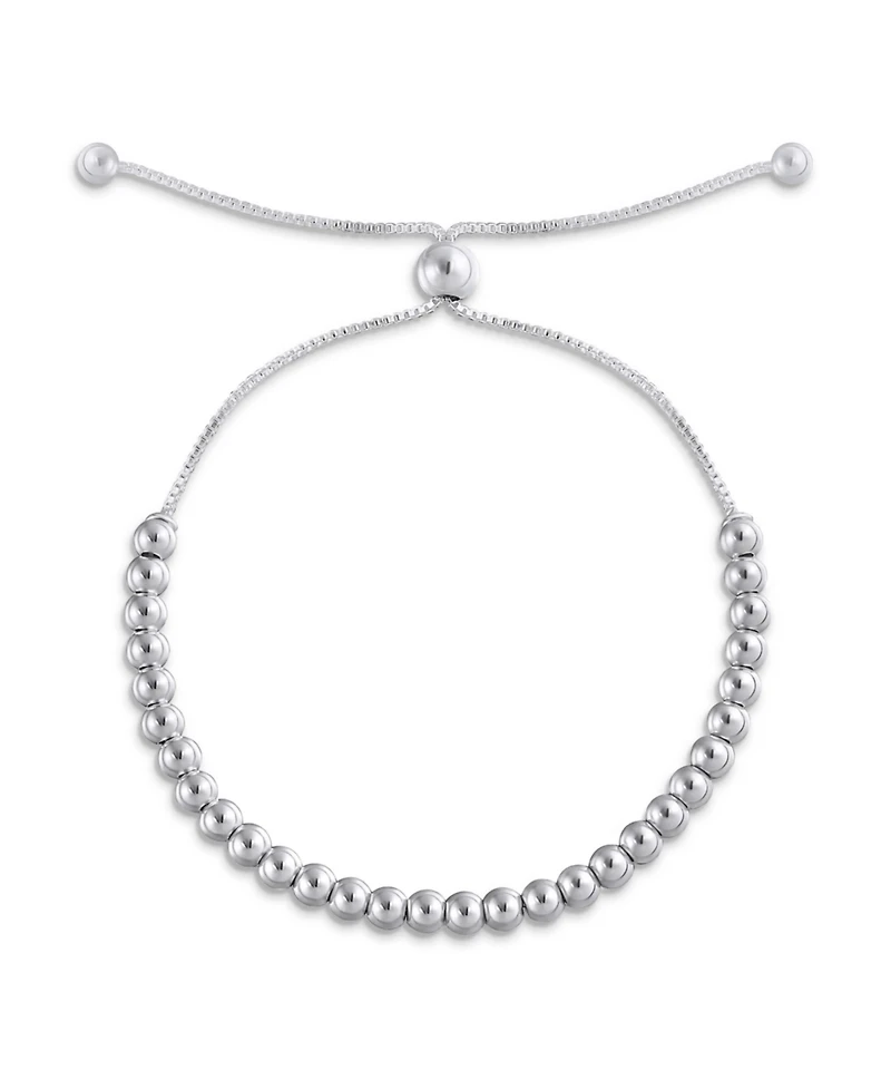 Bling Jewelry Minimalist Layering .925 Sterling Silver 3MM Seed Bead Bolo Slide Bracelet Adjustable Slide 6.5- 8 Inch