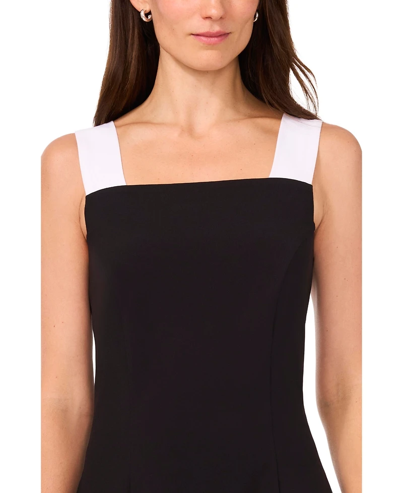 Msk Petites Crepe Colorblocked Sleeveless Midi Dress