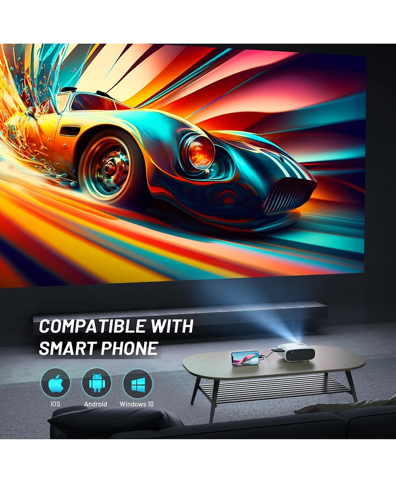 Artsea Mini Projector, 1080P Hd Portable Movie Projector, Wireless WiFi for Android/iOS, Phone/Laptop - Home & Outdoor Use