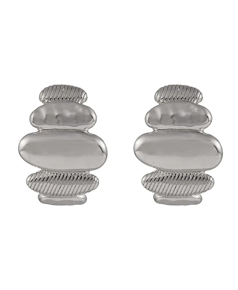 Laundry by Shelli Segal Silver Tone Polished and Textured Drop Earrings