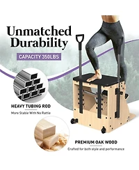 Mikolo Pilates Combo Chair – Oak Frame, Resistance Bands & Split Pedals for Home/Studio