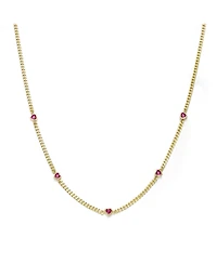 14K Gold Plated with Red Heart Accents Chain Necklace