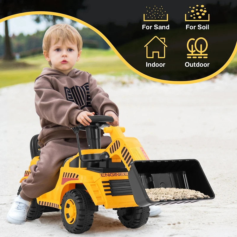 Ride on Bulldozer Excavator Digger Toy with Adjustable Bucket