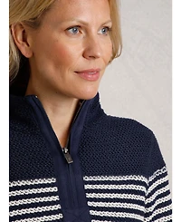 Weird Fish Women's Juliet 1/4 Zip Stripe Macaroni