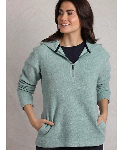 Weird Fish Women's Alisa 1/4 Zip Snow Marl Fleece Hoodie