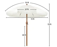 Yaheetech 7.5FT Patio Umbrella with Tassels 8-Rib Solar Parasol, Cream