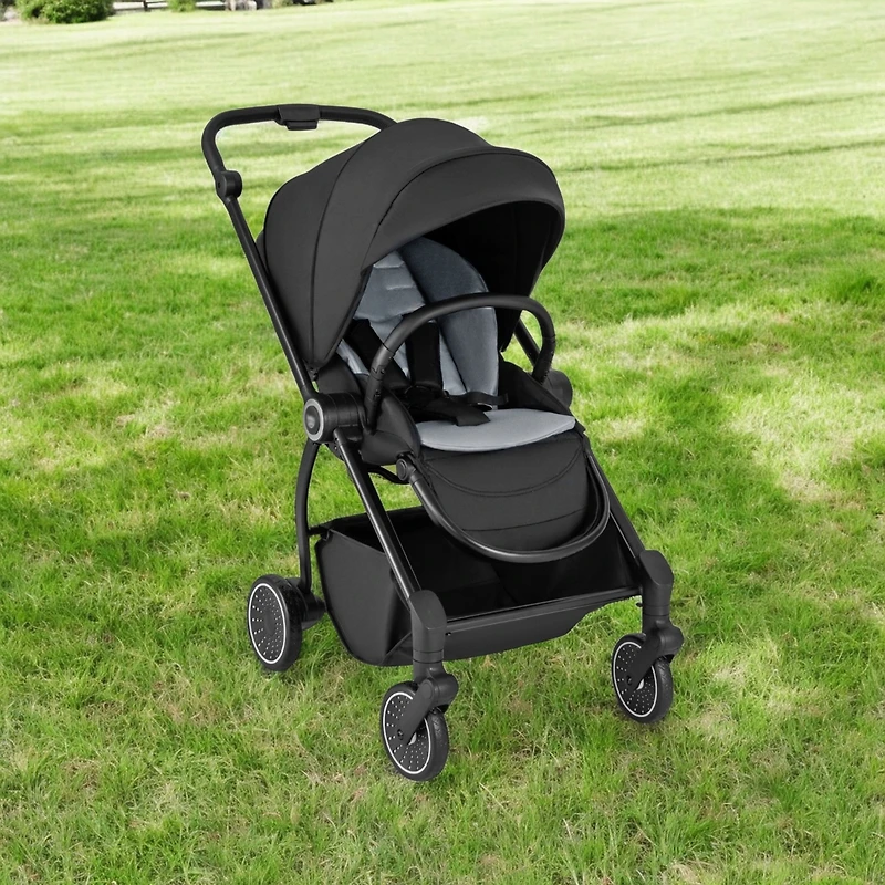 Slickblue Toddler Foldable Pram Stroller with Reversible Seat Reclining Backrest
