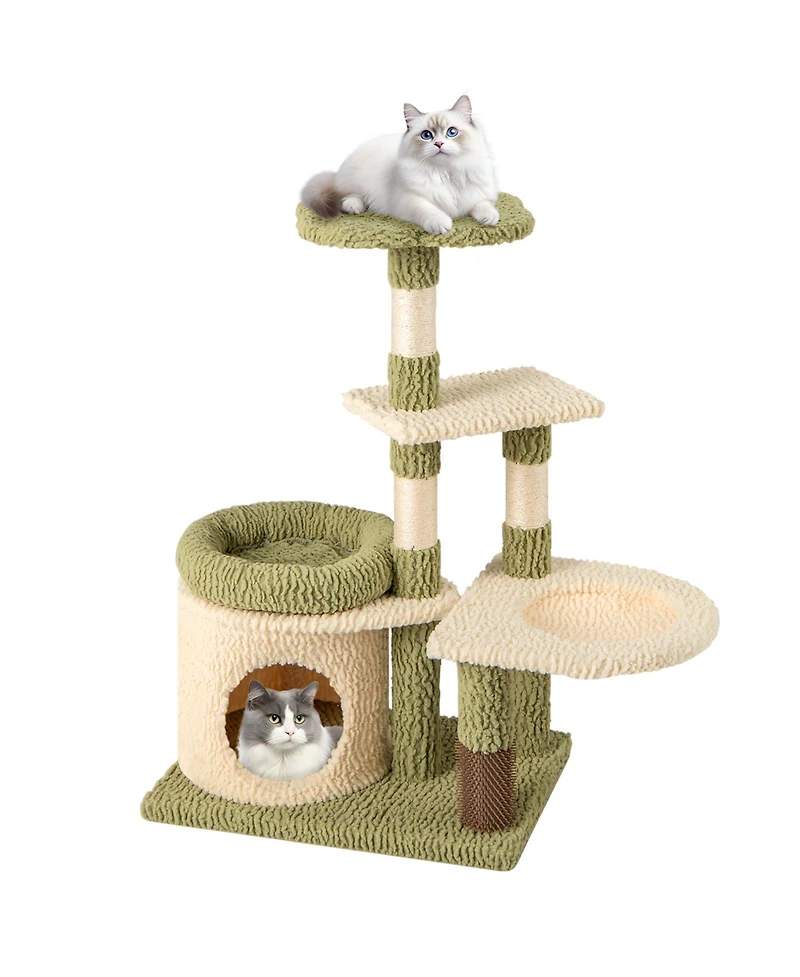 Tall Multi-Level Aesthetic Kitten Tower with Condo and Bed