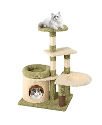 Tall Multi-Level Aesthetic Kitten Tower with Condo and Bed