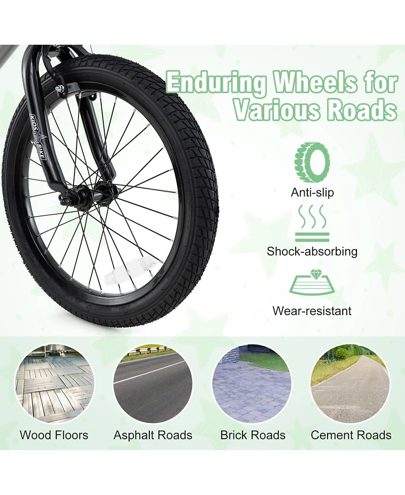 Kids Bike with Adjustable Seat and Transparent Chain Cover