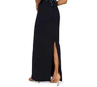Adrianna Papell Women's Beaded Off-The-Shoulder Column Dress