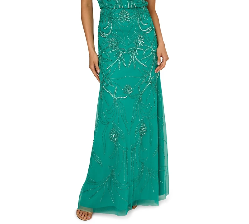 Adrianna Papell Women's Floral Sequin Gown