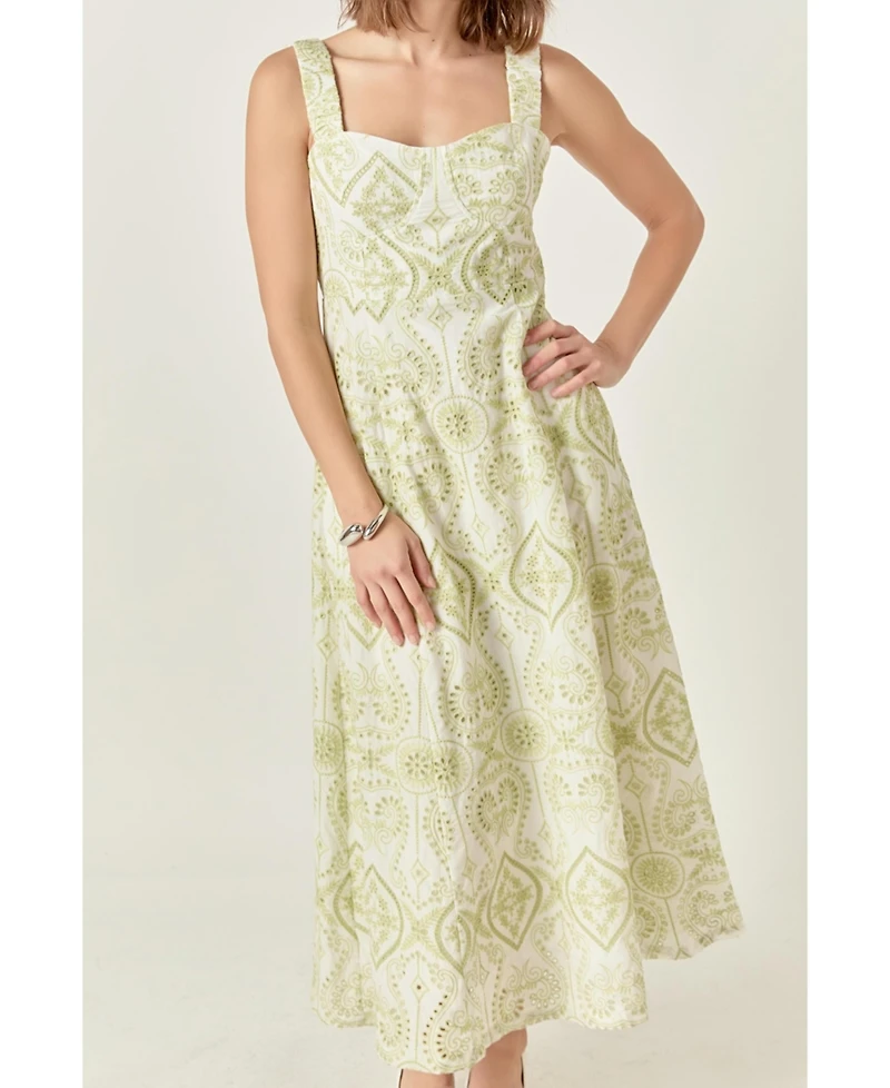 endless rose Women's Eyelet Maxi Dress