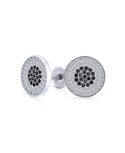 Bling Jewelry Precision Target – 11MM Black & White Cz Stud Earrings, Sterling Silver, Screw Backs