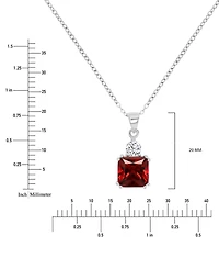 Blue & White Cubic Zirconia 18" Pendant Necklace Sterling Silver